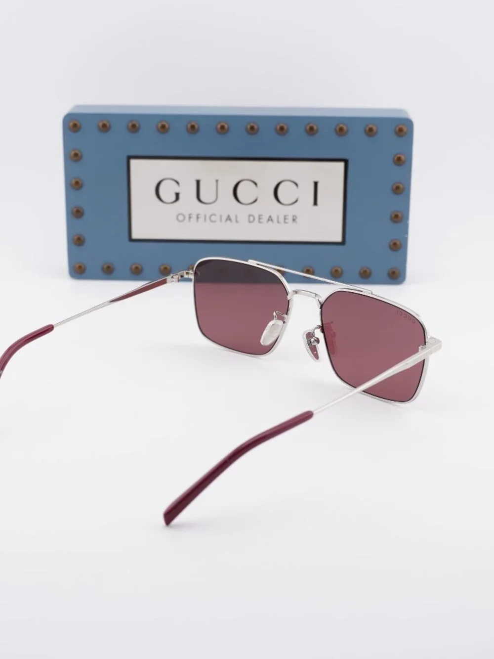Gucci GG1957SA 004 Square Sunglasses - Silver\Burgundy